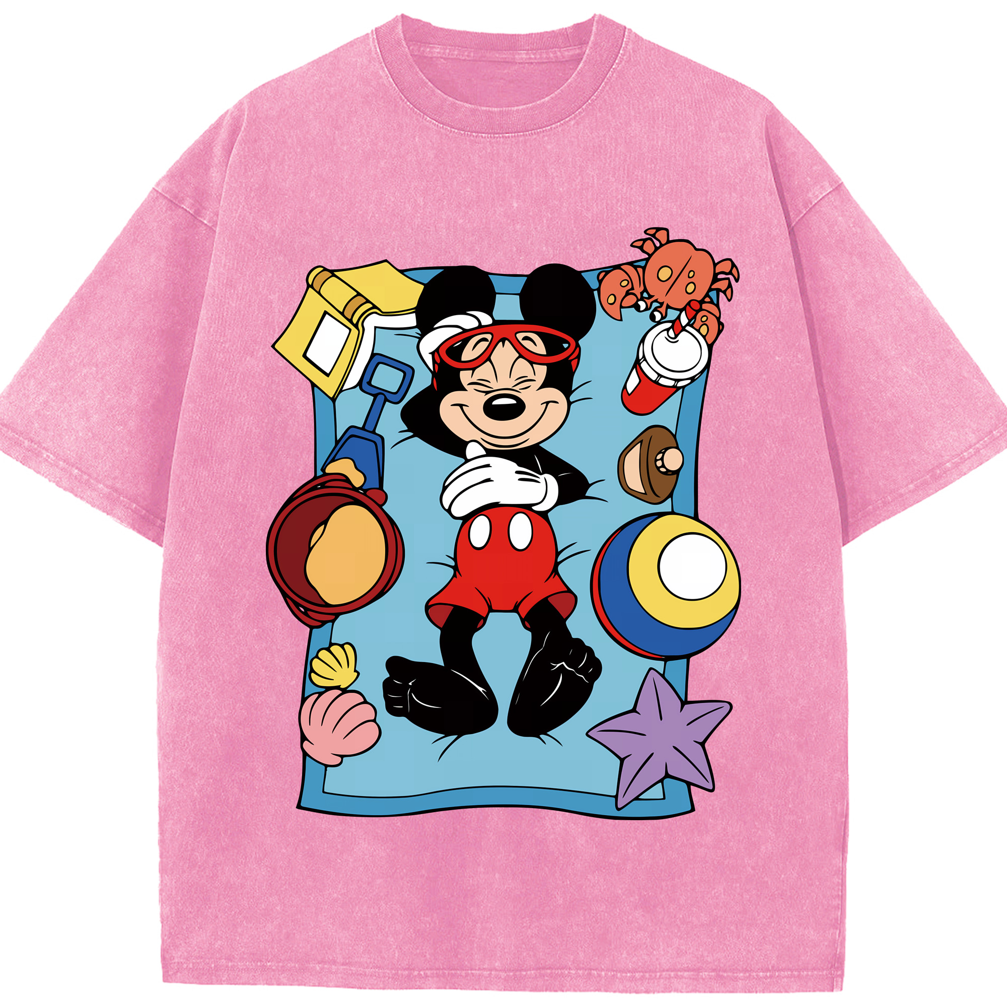 （画像用） ミッキーマウス Mickey Mouse 綿100% ヴィンテージ風 半袖Tシャツ（フロントプリント）